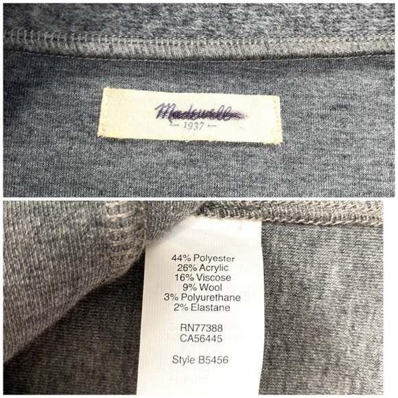 MADEWELL Manuscript Wool Blend Oversized Dress in Heather Gray Style B5456 - Picture 5 of 7